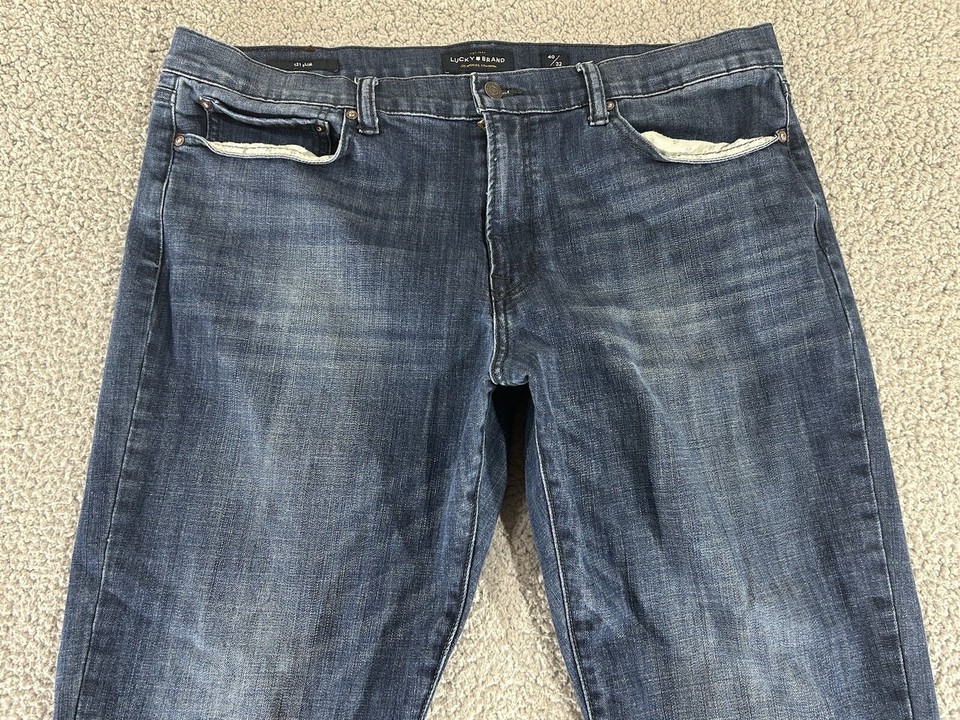 Lucky Brand Jeans Men 40x32 Straight Slim Dark Wash Faded 121 Blue