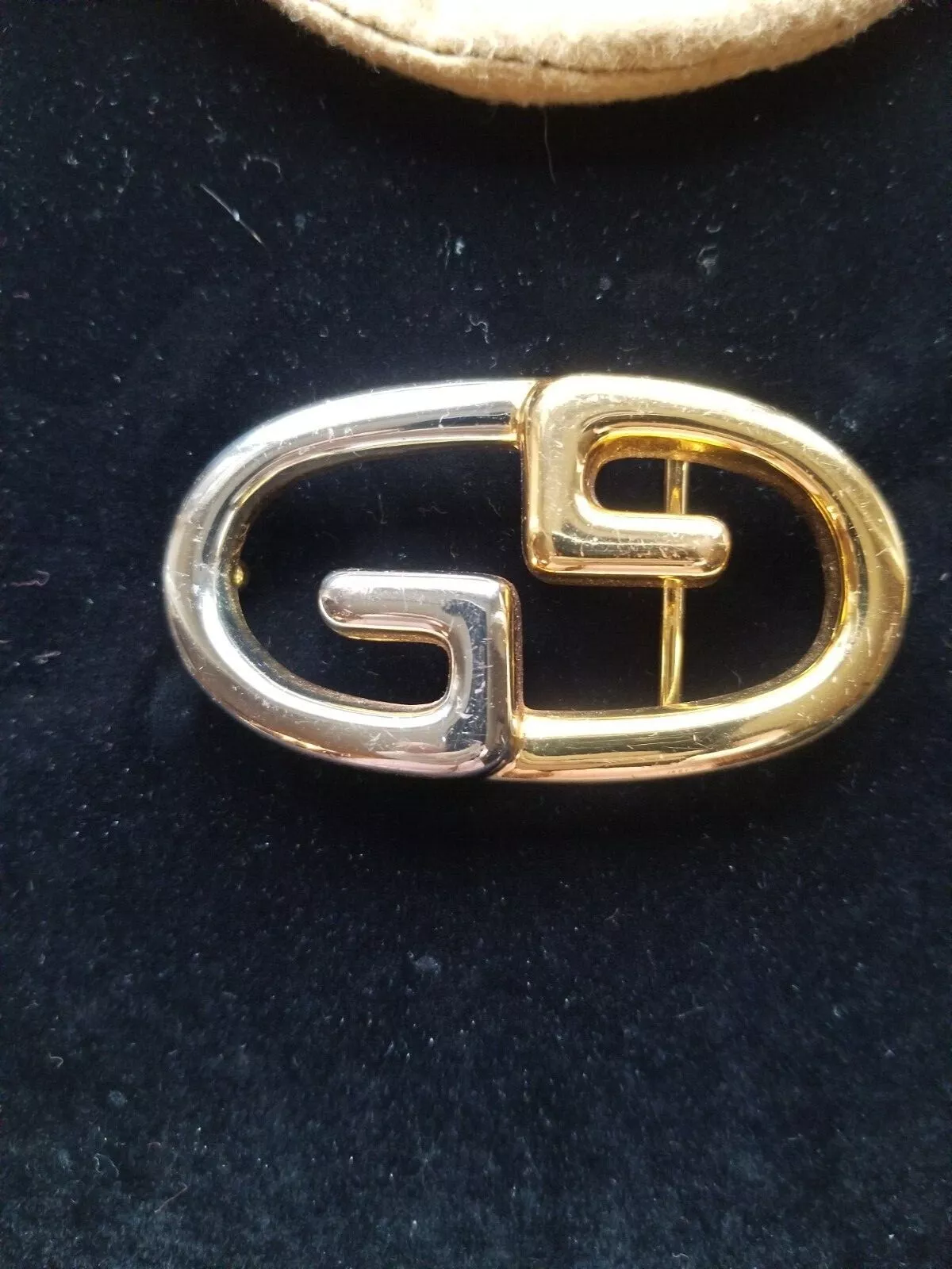 AUTHENTIQUE BOUCLE DE CEINTURE VINTAGE LOGO GUCCI DORÉ pour ceinture 1 1/4   UNISEXE