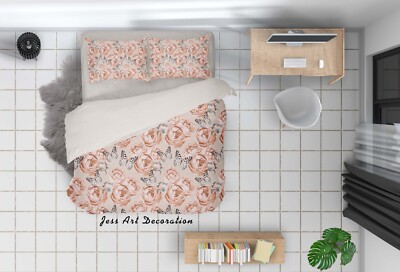 3D Floral Butterfly Colorful Pattern Quilt Cover Set Bedding Sets Pillowcases 64