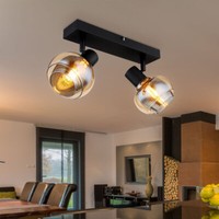 Deckenleuchte Deckenlampe 2-Flammig Wohnzimmerleuchte Spots Beweglich Schwarz