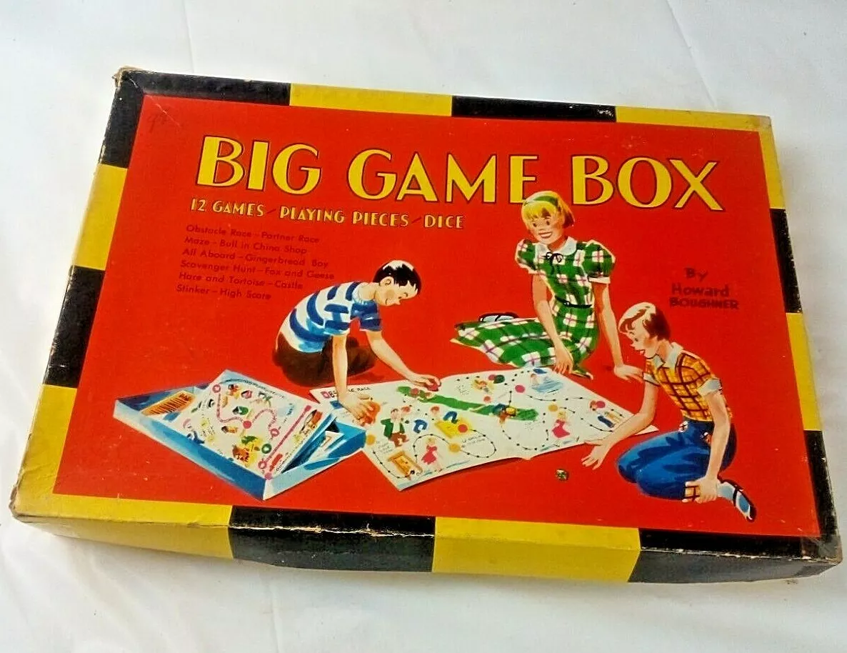 1954 BIG GAME BOX, 12 Board Game,by Howard Boughner Complete MINT Condition