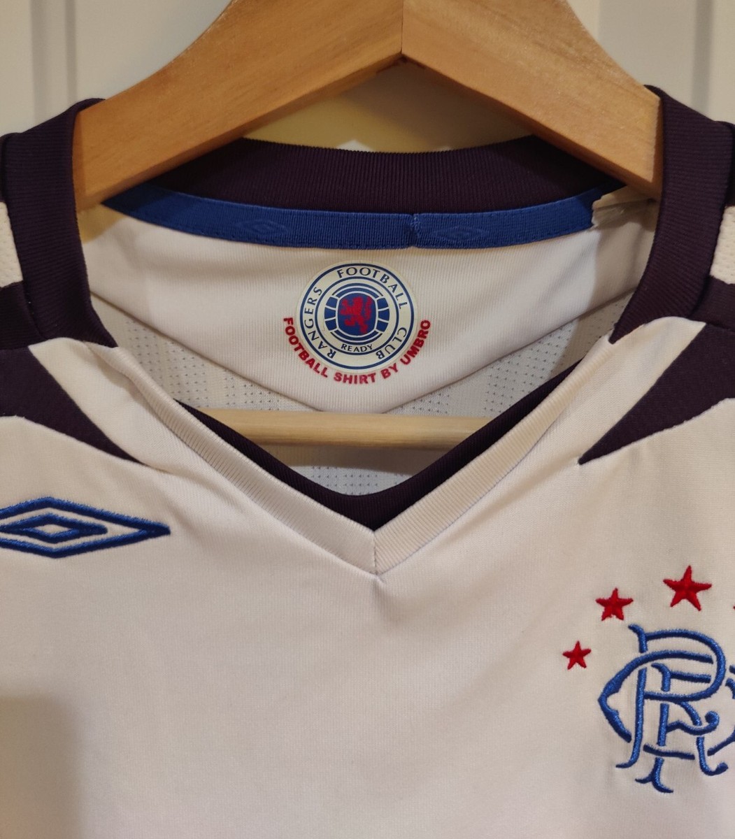 Rangers FC Glasgow Scotland White UMBRO CARLING SOCCER JERSEY Boys