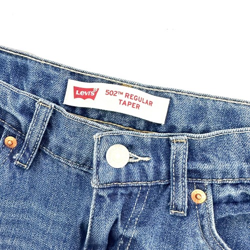 Levi’s Youth Boys Sz 12 Regular 502 REGULAR TAPER Blue Denim Jeans Roll Up Hem - Picture 6 of 13