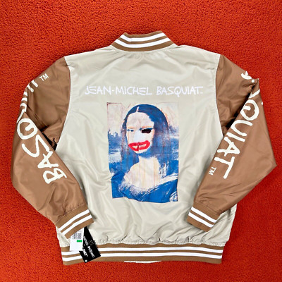 MEMBERS ONLY Mens LARGE Jean Michel Basquiat Mona Lisa Aviator Windbreaker New