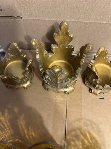 International Bazaar Set of 3 Candleholders with Crackle Glass New Damaged Box - Picture 4 of 7