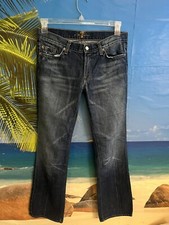 7 For All Mankind Women's Jeans 30 Blue Bootcut Low Rise Dark Wash Denim