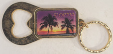 Vintage Florida Souvenir Brass Keychain Bottle Opener Palm Trees