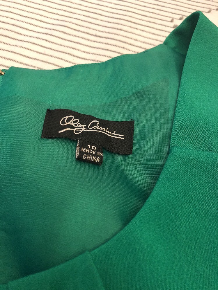 Robe Cocktail Oleg Cassini - Taille 10 Vert - Sans Manches En Polyester - Occasion Très Bon état