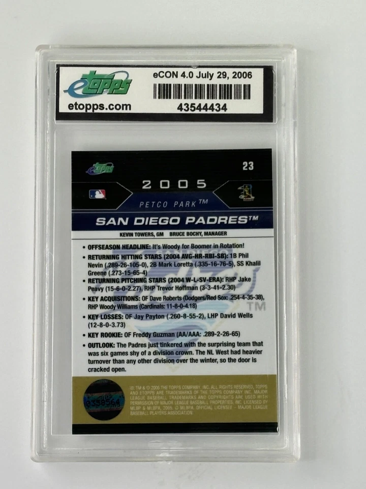 SAN DIEGO PADRES TEAM CARD 3/5 2005 E-TOPPS E-CONVENTION REFRACTOR ENCASED - Image 2 of 2