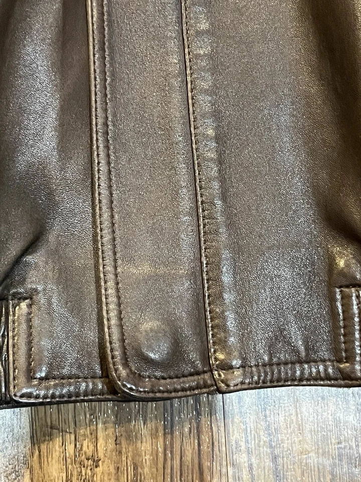 Bruno Magli мужской Bomber мягкая кожаная куртка Sz 42 молнии мотоциклиста коричневый дизайнер - Изображение 3 из 4