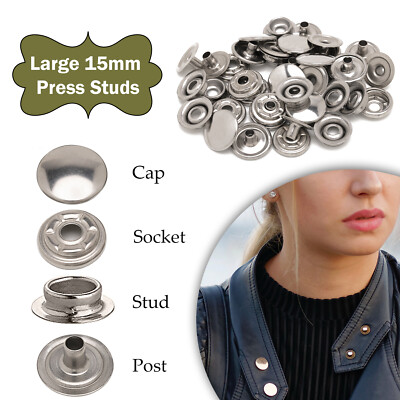 15mm PRYM Press Studs Stainless Steel Snap Fasteners for Leather Jacket Bag