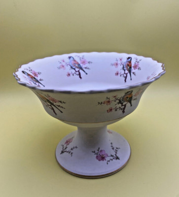 Vintage Sockel handbemalt Vogel Fuß Schale Ceramica Ibis Aveiro Portugal