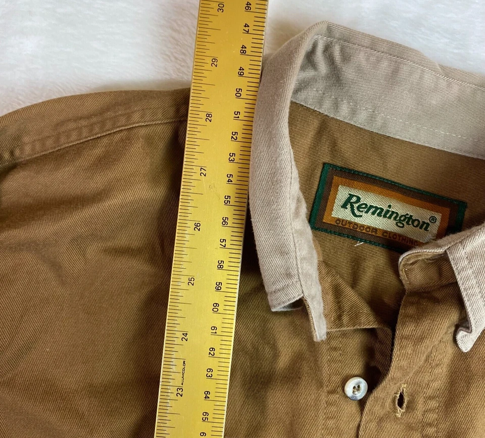 Camisa Remington Para Hombre Grande Manga Larga Abotonada Marrón Tostado con Parches en el Codo Foto 4 de 4