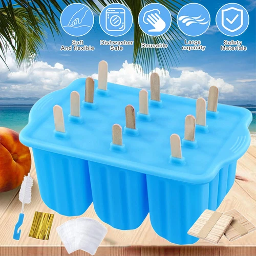 DIY Eisformen Eis am Stiel BPA Frei Stieleisform Wassereis Popsicle Formen Blau