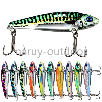 6PCS Colorful Metal VIB Sinking Blade Fishing Lure Spinner Spoon Bait Saltwater
