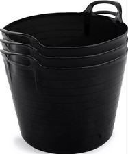 Flexi Tub 42L Black Garden Bucket Plastic Flexible Trug Storage Feed Container