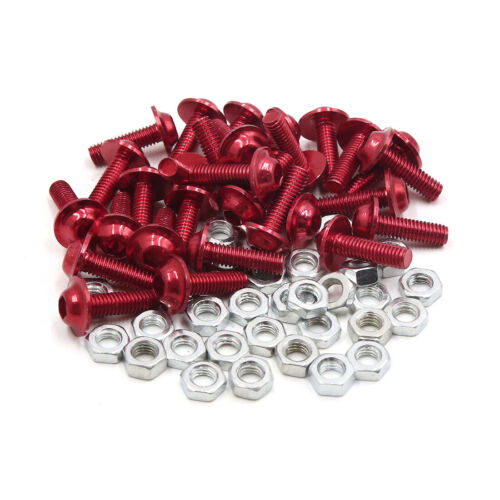 30 Stück Aluminiumlegierung Sechskant Kopf Motorrad Schrauben Muttern M6 Rot - Bild 1 von 7
