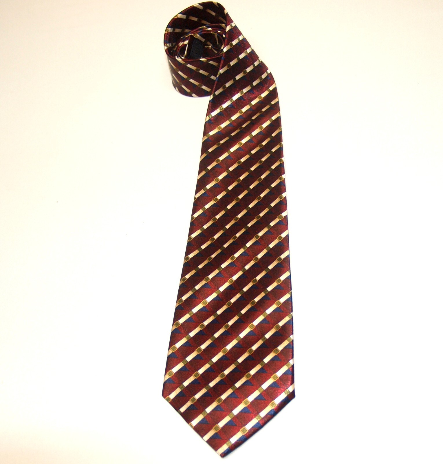 Modern Elements Brown Tie Multicolor Geometric Po… - image 1