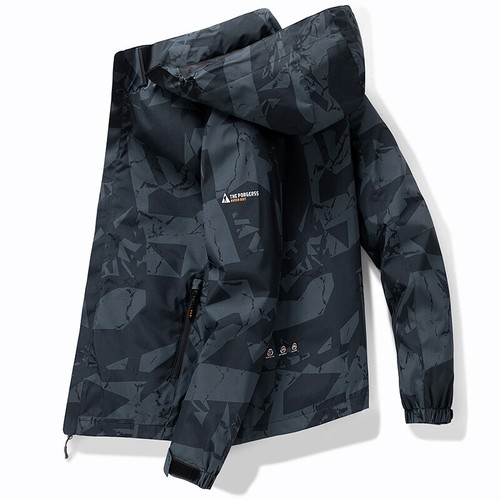 Men's Zip Stand-up Collar Hooded Outdoor Jacket Sports Top Coat Windproof Water