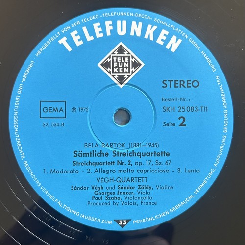 Vegh Quartett Bartok String Quartets 1-6 Telefunken SKH 25 083-T Ed1 Stereo EX - Picture 6 of 12