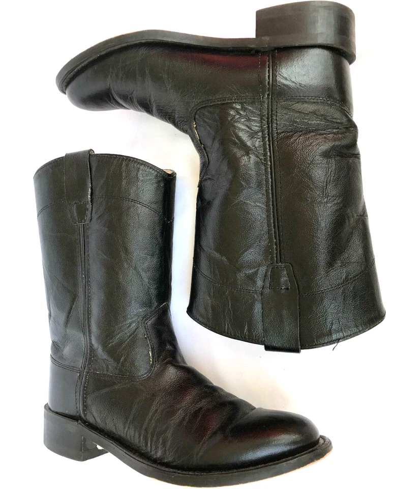 Old West CRY4110G Black Leather Roper Western Cowboy Boots EU 40 Youth 7.5 - Image 3 of 4