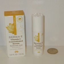 NEW DERMA-E Vitamin C Concentrated Serum Hyaluronic Acid 0.5oz 15ml Travel Size