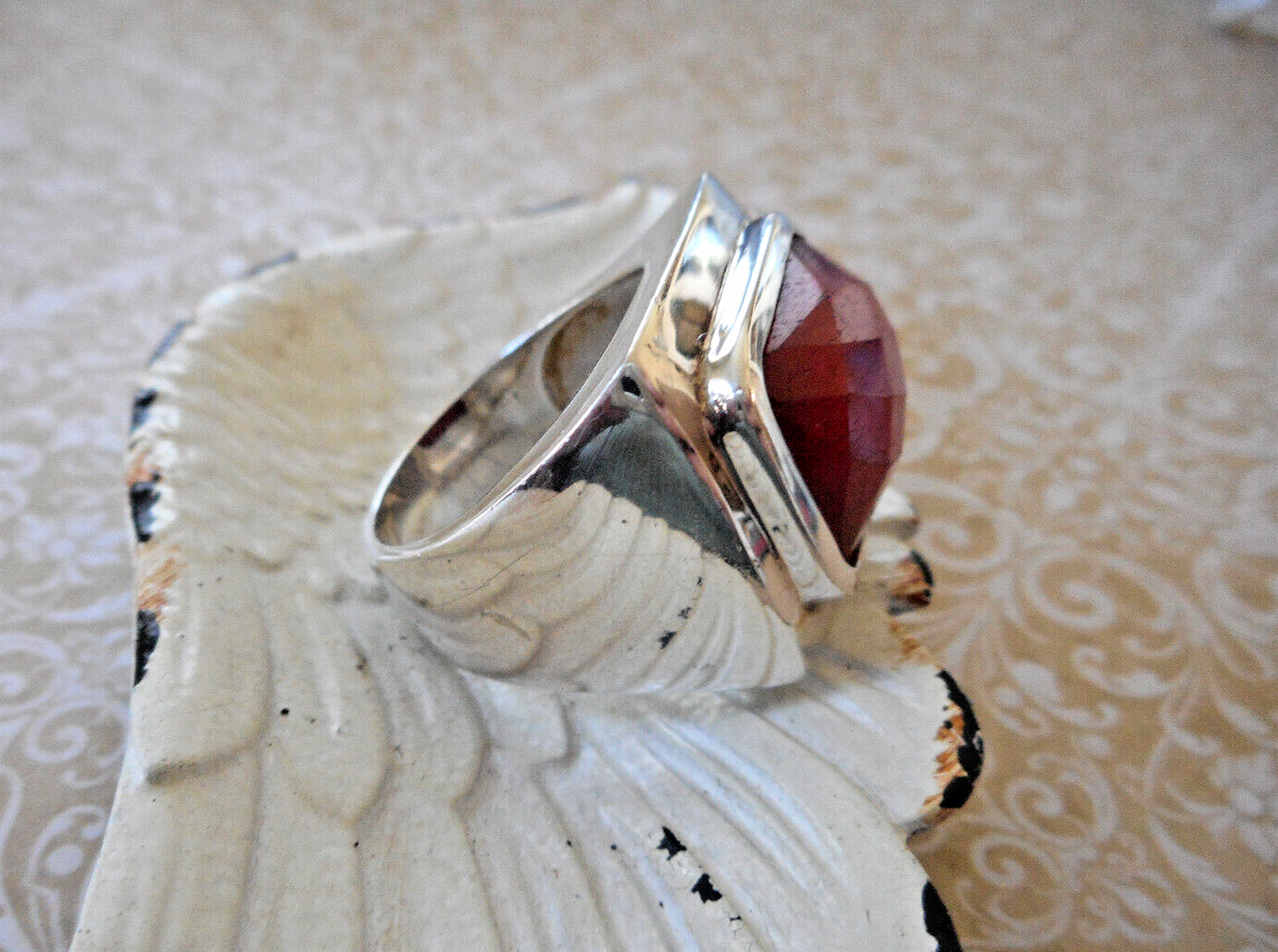 Deb Guyot Sterling Silver Faceted Raw Ruby Ring size 10.25 5932Z