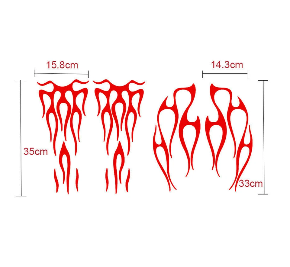 Calcomanía adhesiva de vinilo de llama roja universal para tanque de gasolina y guardabarros de motocicleta Foto 2 de 4