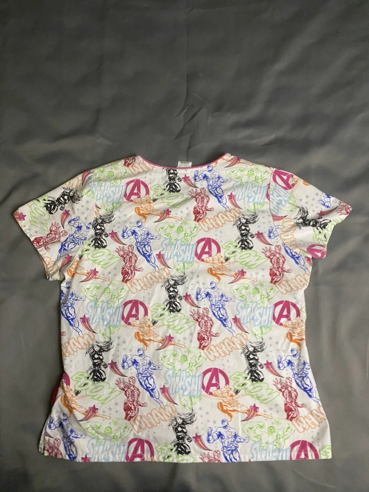Marvel Avengers Assemble Design Scrub Top Women's Size Large - Image 2 of 4