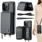 Women Leather Zipper Card Wallet Crossbody Lanyard Phone Case For iPhone/Galaxy