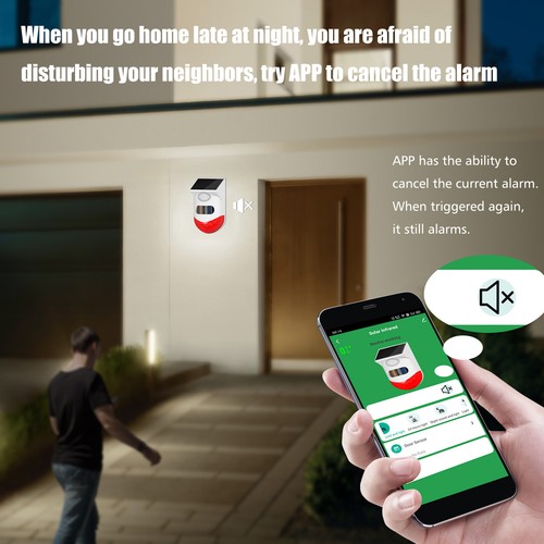 WiFi Seguridad Exterior Sonido Detector Alarma Sensor Jardín Solar Infrarrojo Sirena - Imagen 6 de 11