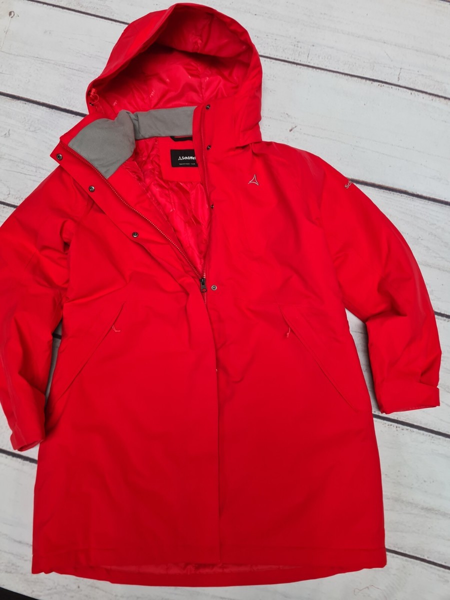 Schöffel Jacke Parka Winterjacke Outdoor rot Kapuze Windjacke (9