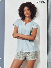 Damen Shorty-Pyjama Schlafanzug Blau Gr. M 40/42 Neu