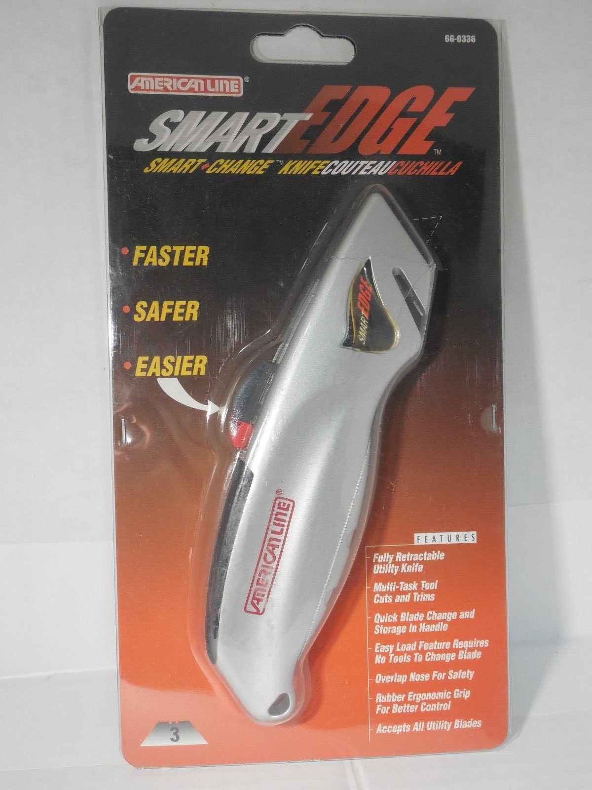 America Line Smart Edge Box Cutter with 3 Replacement Blades  