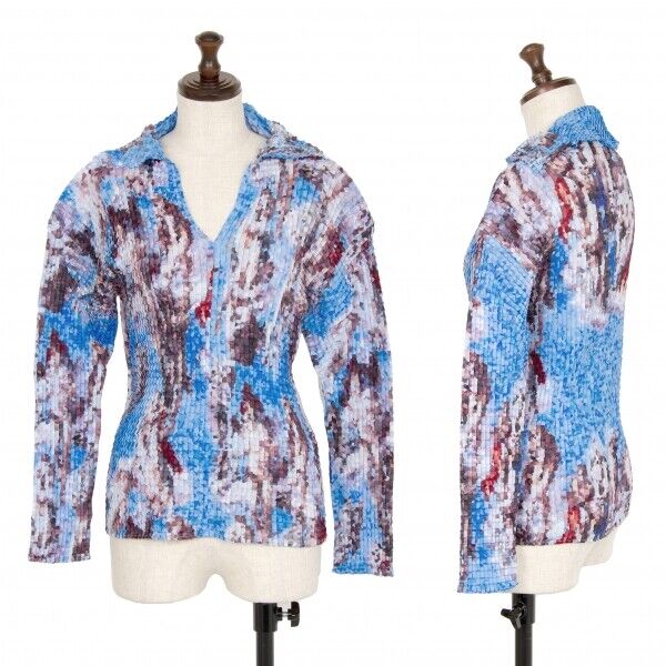 ISSEY MIYAKE Printed Pleats Long Sleeve Top Size M(K-120523 ISSEY MIYAKE Printed Pleats Long Sleeve Top Size M(K-120523