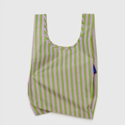 NEW! Baggu BABY BAG in  Candy Avocado Stripe    Recycled Nylon, SOLD OUT & RARE