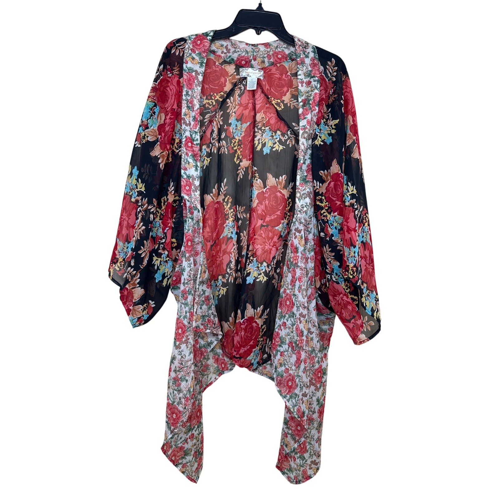 Boho Whimsical Band of Gypsies Kimono Duster with Asymmetrical Hem in XS/S