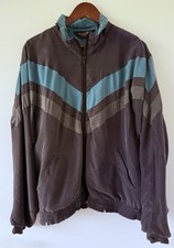 VINTAGE 80s Christian Dior Monsieur Chevron Silk Blend Zip Up Track Jacket - L