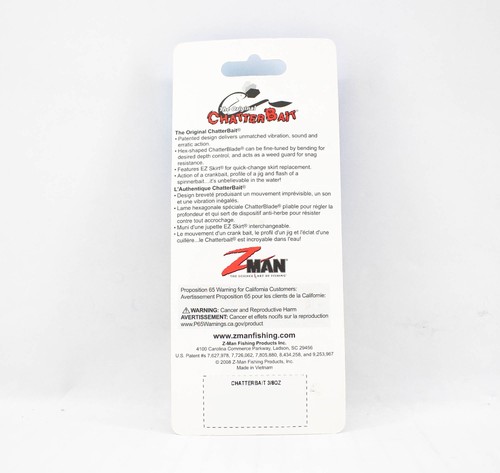 Zman Chatterbait 3/8 oz Sinking Lure Blue Black (0409) - Picture 2 of 6
