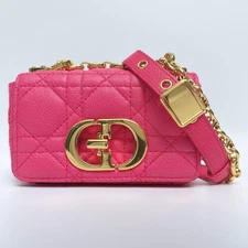 Almost unused Near Mint Dior Caro Micro Bag Shoulder Bag Pouch Pink Canage calf