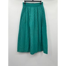 Talbots Women  s Vintage Teal Maxi Victorian Fitted Waist Skirt Size 12 Prairie