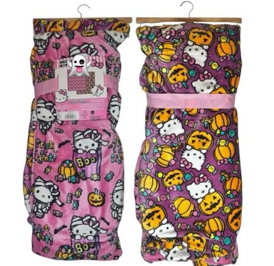 Hello Kitty Halloween Blanket Bundle 2 Pack NEW Throw Fleece Boo Candy, Pumpkin.