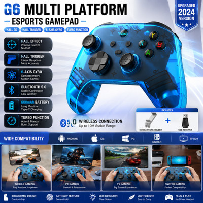 G6 Wireless Hall Effect Bluetooth Gaming Controller for PC Switch Android iOS