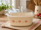 Vintage Corning Ware Forever Yours 3 Qt Casserole Dish A-3-B Pink Hearts Pyrex