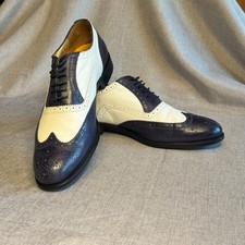 Mercanti Fiorentini 1922 Leather Spectator Wingtip Oxford Navy White Mens 10.5