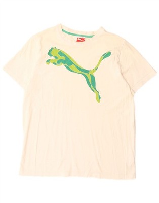 Puma Herren Grafik T-Shirt Oberteil Large weiß Baumwolle DI11