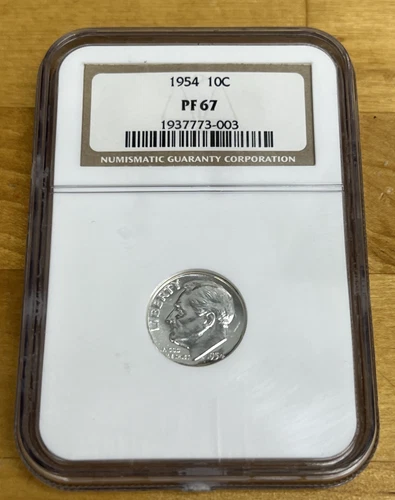 1954 PF67 Roosevelt Silver Dime NGC - NGC Soap Holder