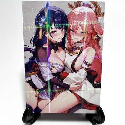 Genshin Impact Yae Miko Raiden Ei Sexy Anime Waifu Girl Goddess Story Art Card