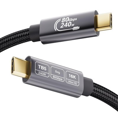 USB C Thunderbolt 5 Kabel 80Gbps 3m, 120Gbps Video Bandbreite, PD 3.1 240W