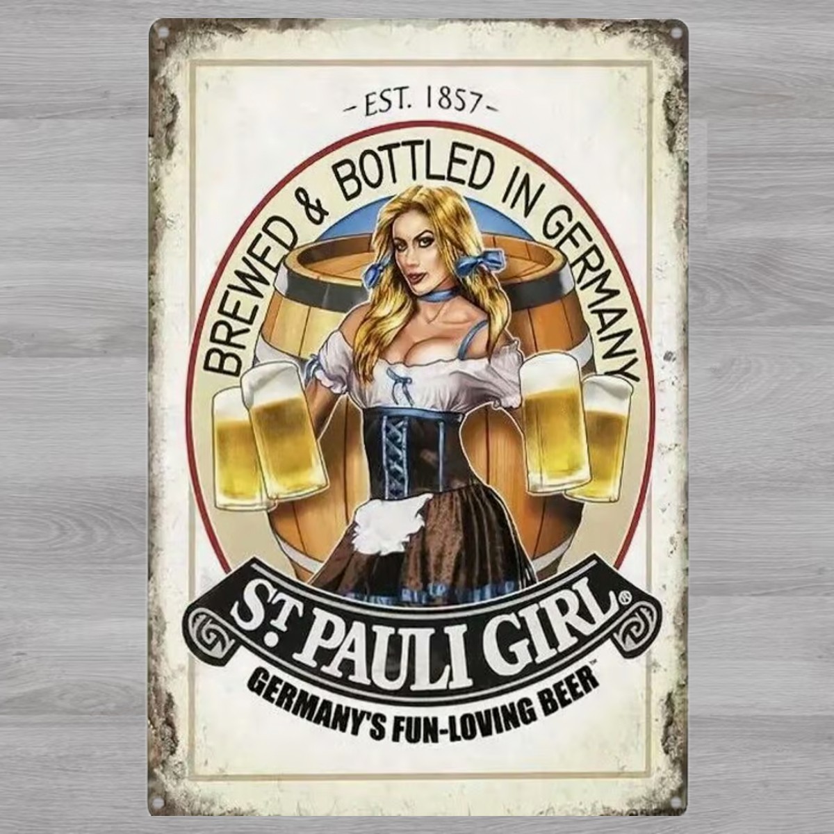 St. Pauli Girl Beer 8 x 12 Novelty Metal Sign Shrink-Wrapped New